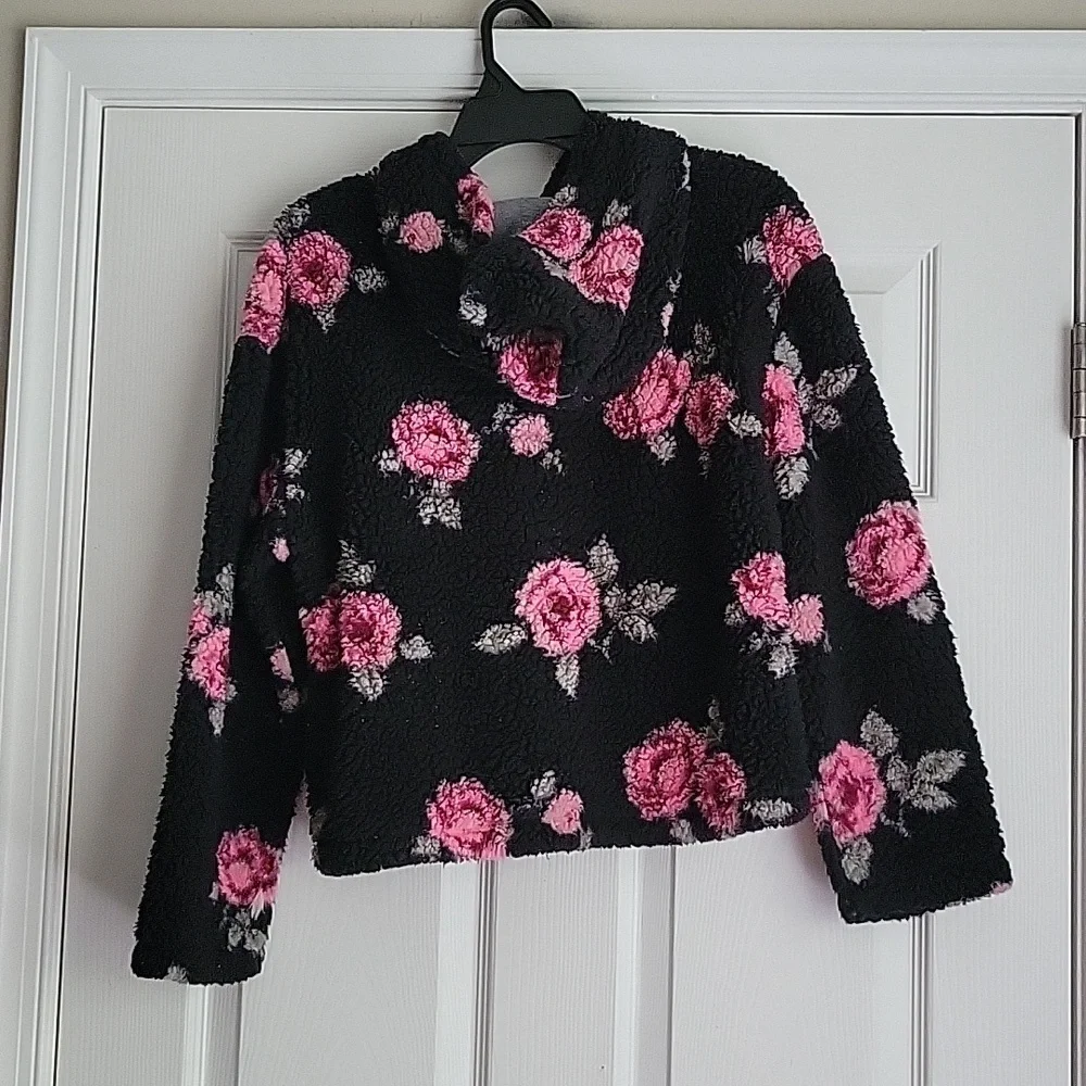 Justice Girl's Sherpa Floral Hoodie